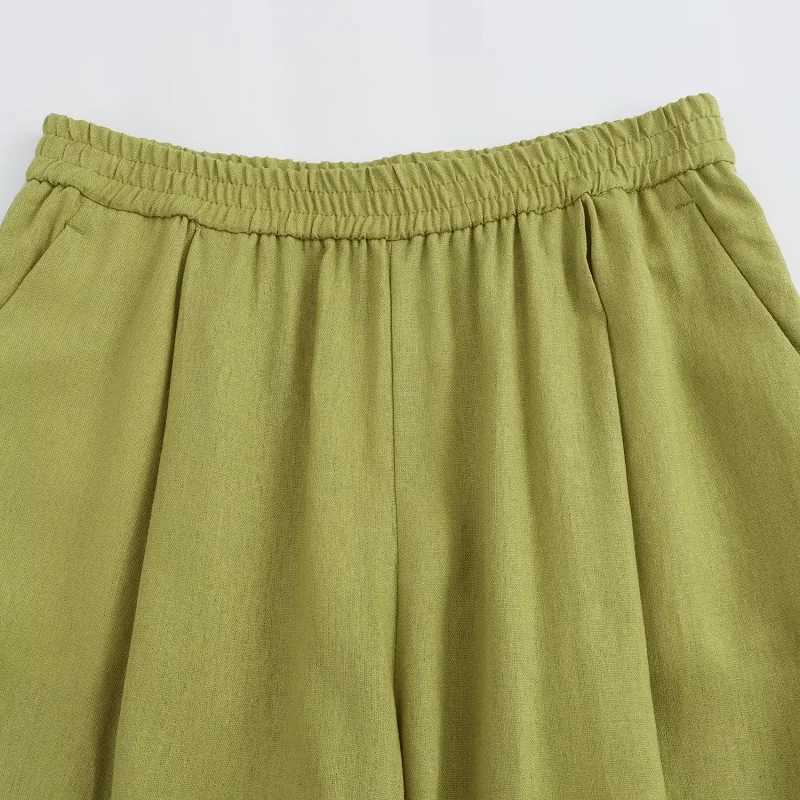 TR pants set womens 2-piece set Trouser set womens 2024 summer Ele casual shorts Sve shirt pocket Trouser womens setXJ250414