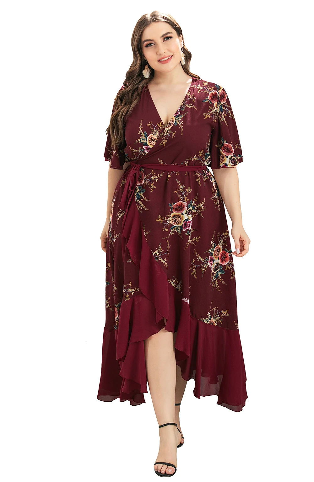 Large floral print Maxi long Bohemian womens packaging dress 250414