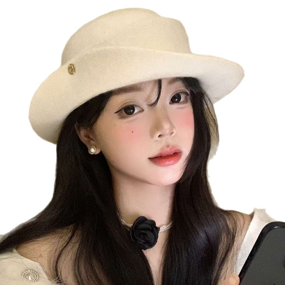 fashionable and elegant top hat for women in autumn and winter french retro and elegant temperament rolled edge beret socialite and heiress style hat