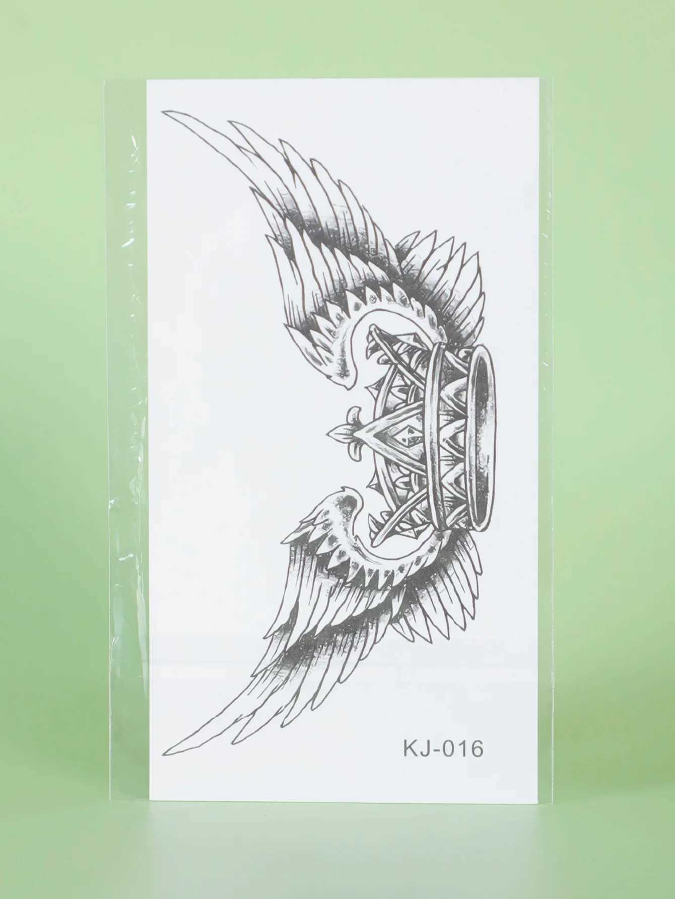 Angel wings and crown collar waterproof temporary tattoo sticker lasting 1-2 weeks real semi permanent fake tattooXJ25414