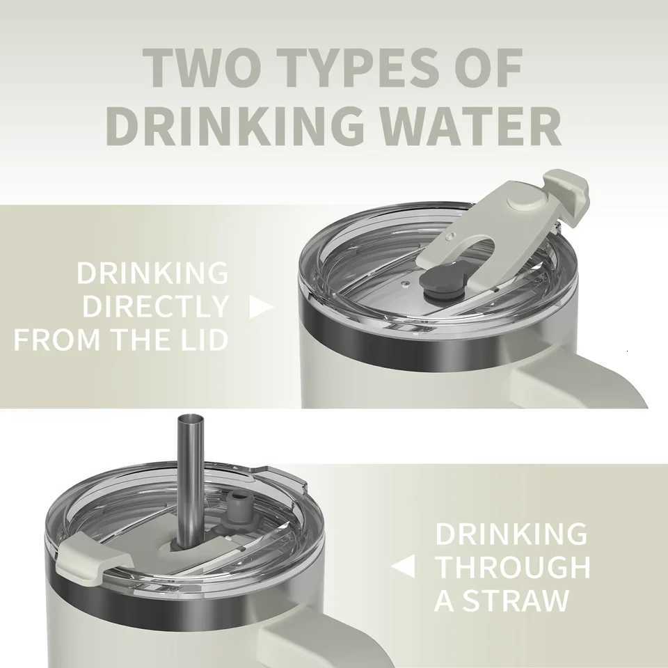 WATERSY 20oz/30oz/40oz Tumbler with Handle Straw Large Capacity Insulated Cup 304 Stainless Steel Vacuum Thermal Mug C251114