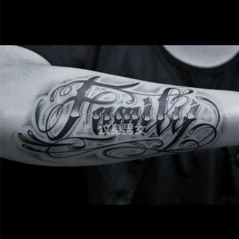 Family Letter Tattoo Stickers Female Arm Temporary Tattoo Punk Art Artificial Tattoo Waterproof TattooXJ25414