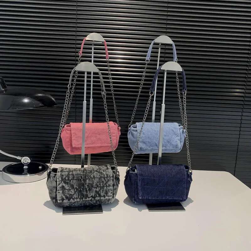 Retro Denim Shoulder 2024 New Simple Fashion Lady Underarm Handbag Shopper Purse Designer Jeans Sg Phone Bag