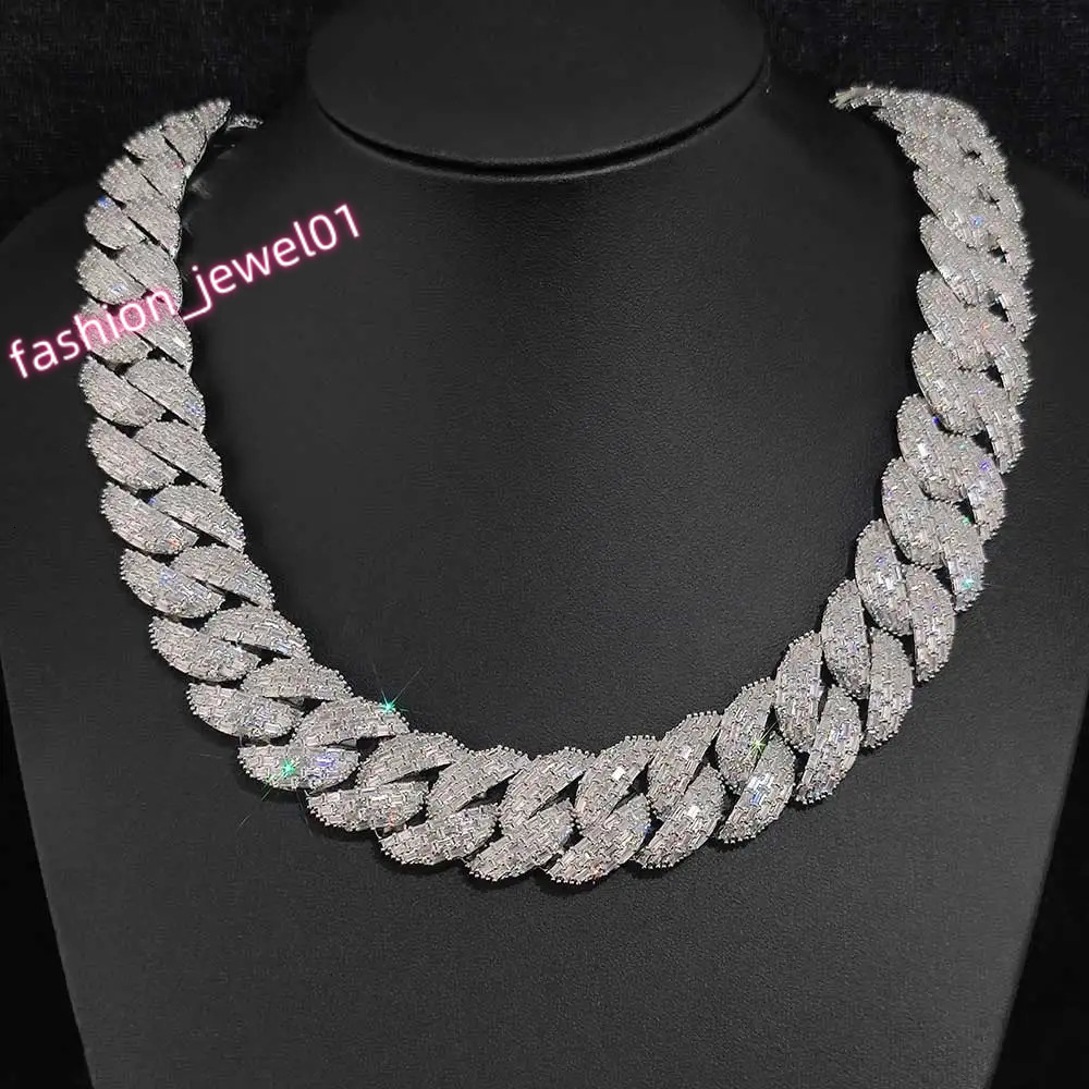 Hip Hop Jewelry Custom 24mm 4 Rows Rectangle CZ Cuban Link Chain 18k Gold Plated Miami Iced Out Cuban Link Necklace For Men Gift