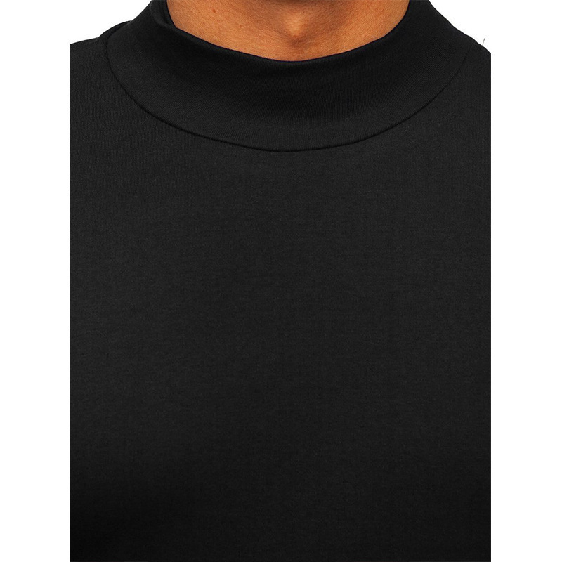 Autumn and winter high collar bottoming shirt long sleeve mens T-shirt middle collar clothes mens solid color thickened T-shirt