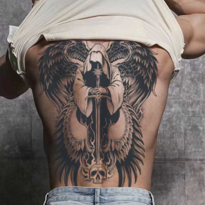 Angel Wings God Tattoo Stickers Real Juice Ink Semi permanent Full Back Tattoo Temporary Duration 2 weeks AdultXJ25414
