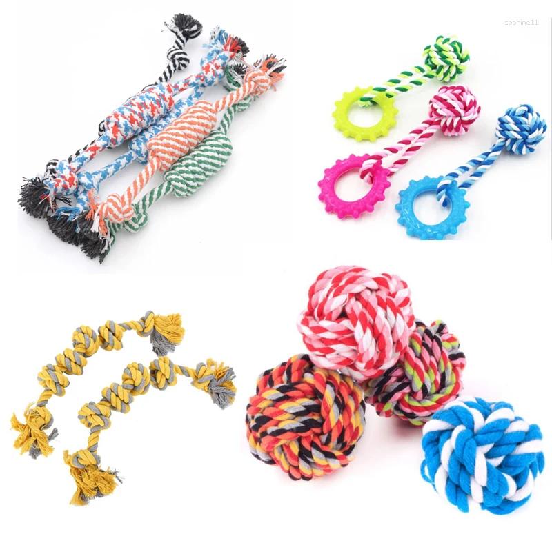 Update Pet Toy Chew Teething Cotton Rope Knot Ball Toys For Dog Tooth Clean Bite-Resistant Puppy Training Interactivetoy