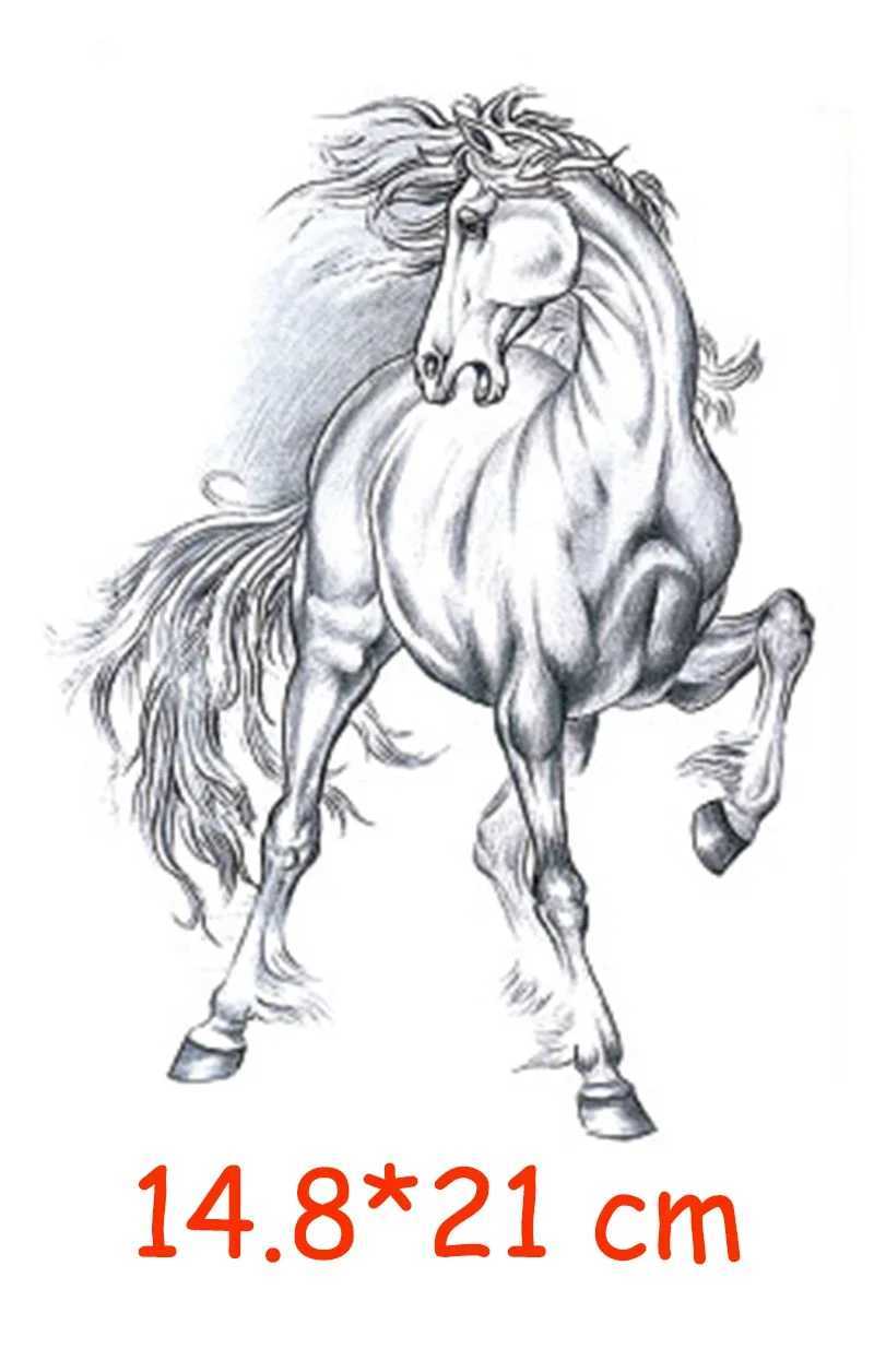 Waterproof temporary tattoo sticker horse animal hair tattoo water transfer fake tattoo flash tattoo female and child 14.8 * 21 cmXJ25414
