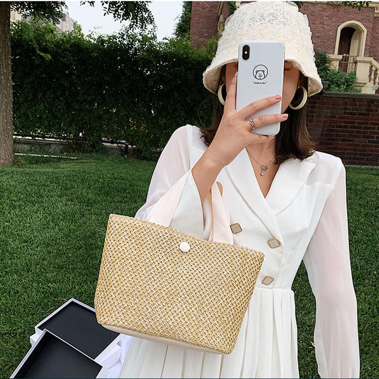 Handmade Beach Bag Summer Personalized Straw Women's 2025 Trendy Fashion Large Capacity Woven Handheld Single Shoulder Big Bag Kq2