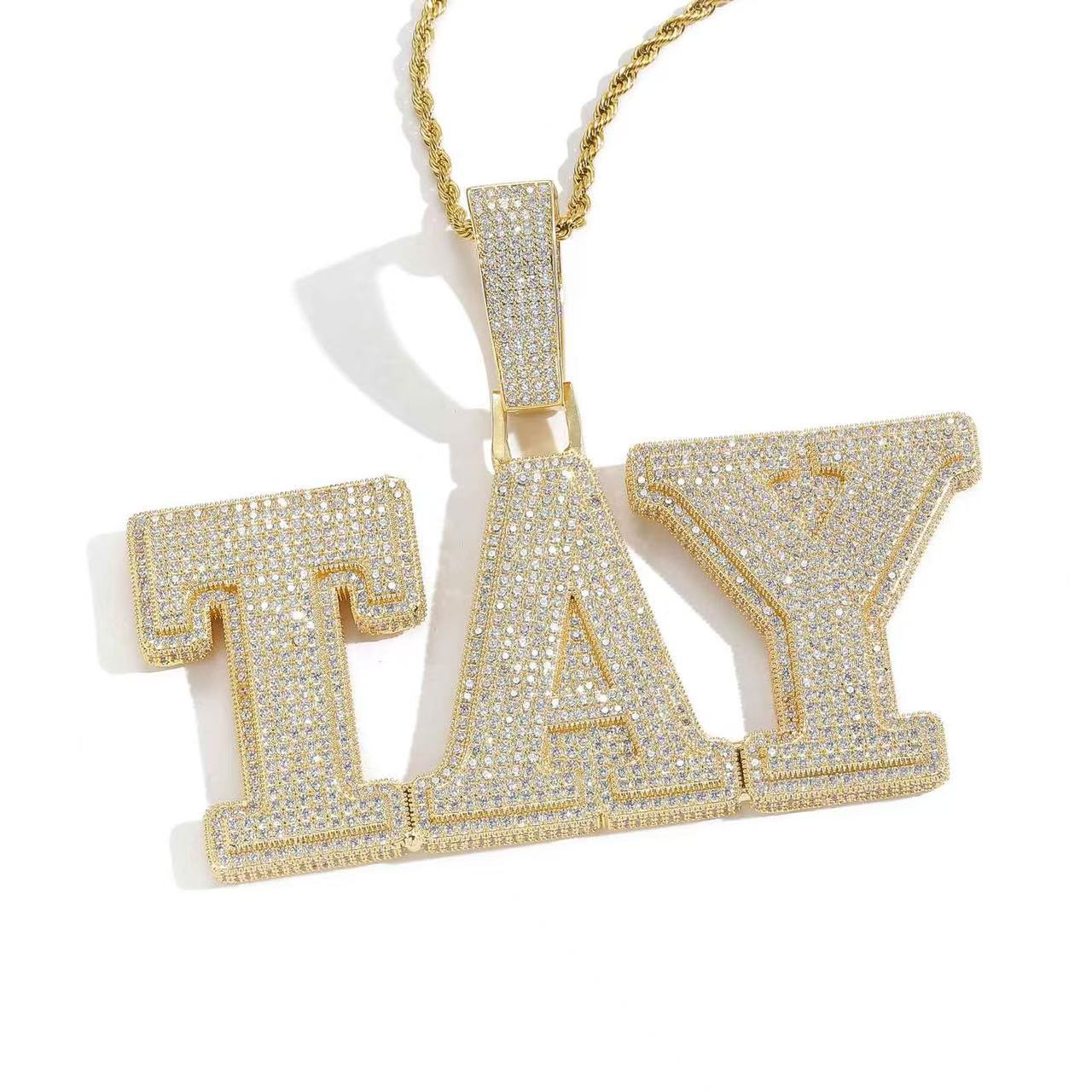 Custom Hip Hop Moissanite Letter Pendant Iced Out VVS Diamond Fashion Chain 925 Silver Name Letter Jewelry