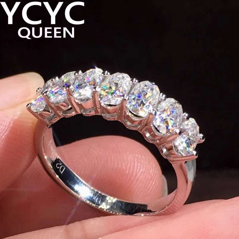 Real Platinum PT950 Gold Ring Women Engagement Anniversary Wedding Ring Oval Moissanite Diamond Ring Flower Trendy