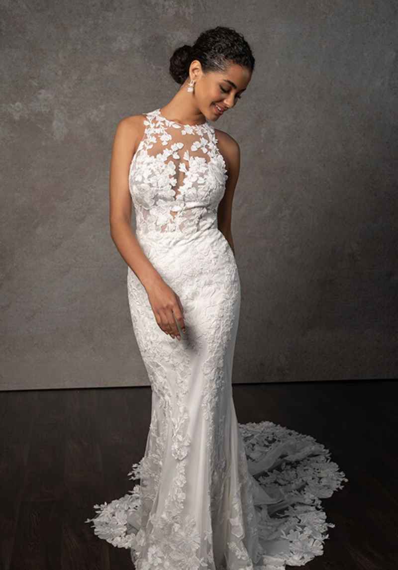 Elegant Mermaid Wedding Dresses New 3D-Flowers Lace Bridal Gown O-Neck Bride Dresses Robe De Vestido HOT SALE Size Customized Plue Size H25715