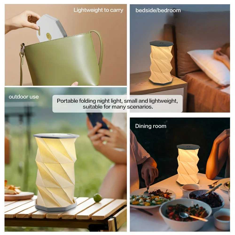 Folding Book Lamp Portable Paper Lanterns Dimmable Night Light Type-C Charging Christmas Gift for Bedroom Living Room M251114