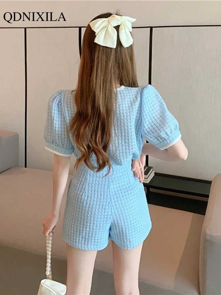 2024 Summer Womens Shorts Set Korean Fashion Shorts Sve Top and Shorts 2-piece Set Womens Shorts SetXJ250414