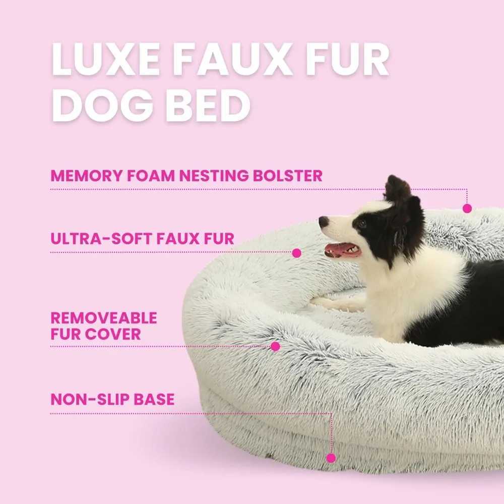 Quiet faux fur dog bed with memory foam (41.3 x 29.5 x 9.8) X250412
