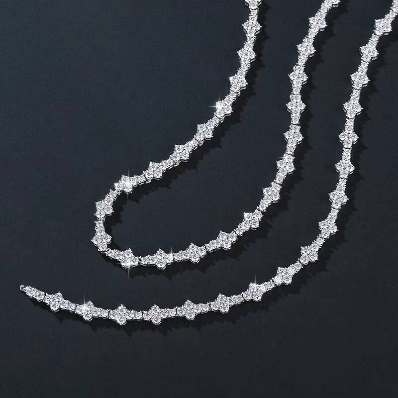 Hip Hop 925 Sterling Silver Cross Moissanite Tennis Chain Necklace for Men with GRA Certificate