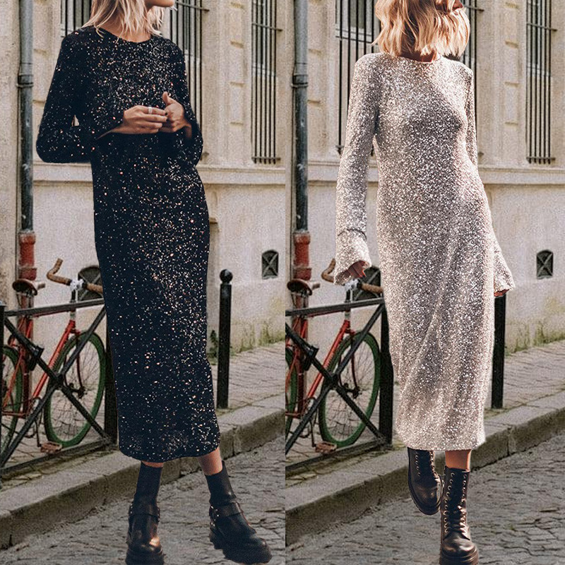 2025 Ins New Simple Bead Street Style Fashionable Long Sleeve Dress