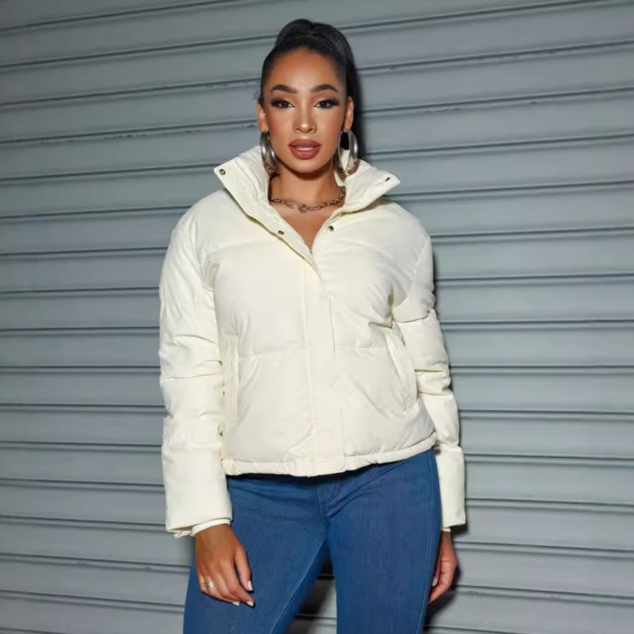 Free wash PU short thick down for women in winter 2025, new small lapel bread jacket, cotton coat jacket