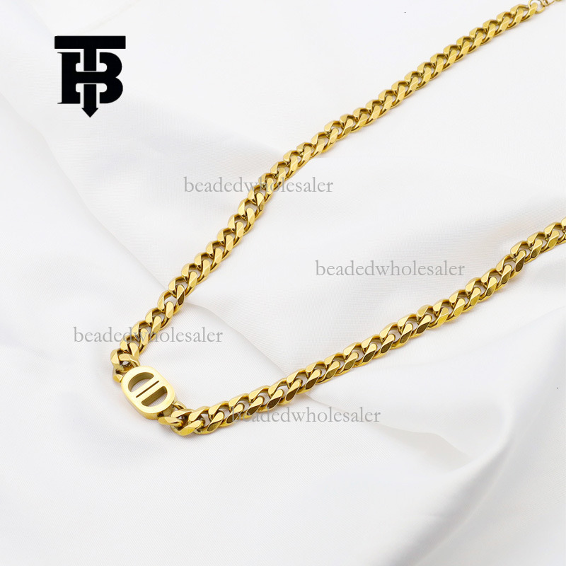 TB BHULAMTE Designer Fashion Pig Nose Titanium Steel Necklace Hip Hop Personalized Cuban Chain 18K Gold Double D Bracelet Pearl Earrings Non Fading Lu