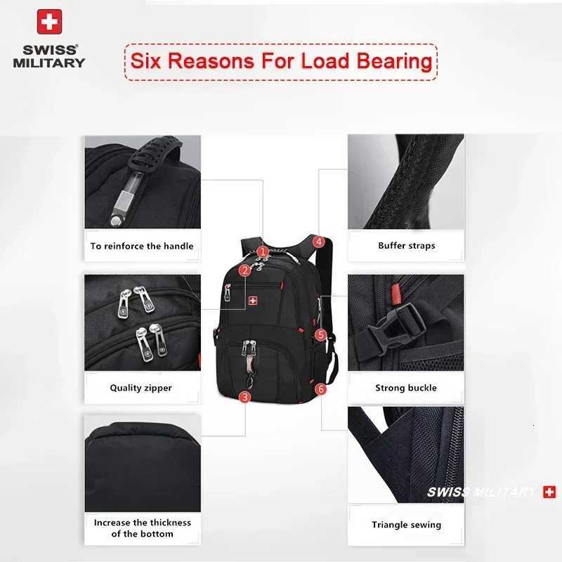 SWISS 17 Laptop Backpack Waterproof USB Charge Port Swiss-style Multifunctional Rucksack Schoolbag Mochila Hiking Travel bagW251113
