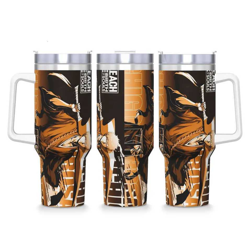 BLEACH Anime Ichigo Mugs Cup With Straws Travelist Cold and Hot Water Bottle Portable Large Thermal Cups C251114