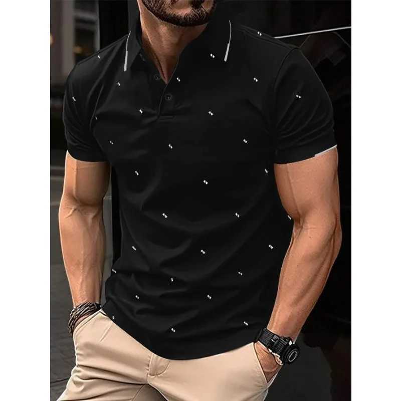 New casual printed short sleeved polo shirt for summer 2024 high-quality micro elastic breathable T-shirt W250414