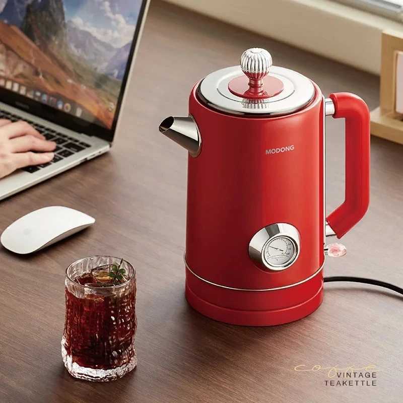 1500W Vintage Electric Kettle 304 stainless steel Fast Heating Water Boiler With Thermometer Home Water Boiling Cooking Pot 18L Y251114