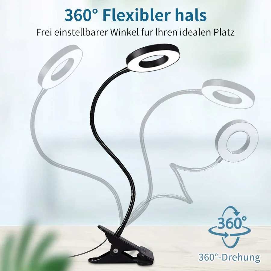 LED Desk Lamp Clip Light Rechargeable Dimmable Gooseneck Reading Light Office Lamp Plant Growth Light Portable Table Lighting M251114