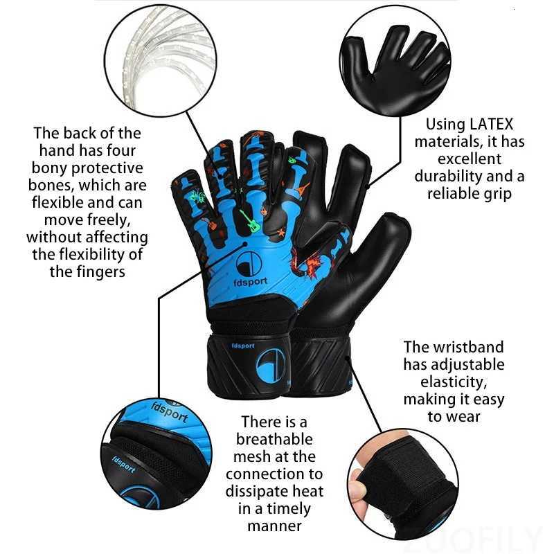 Childs Soccer Goalkeeper Gloves Adults Football Goalkeeper Gloves Latex Thickening Glove with Finger Protector Size 5/6/7/8/9/10 W251114