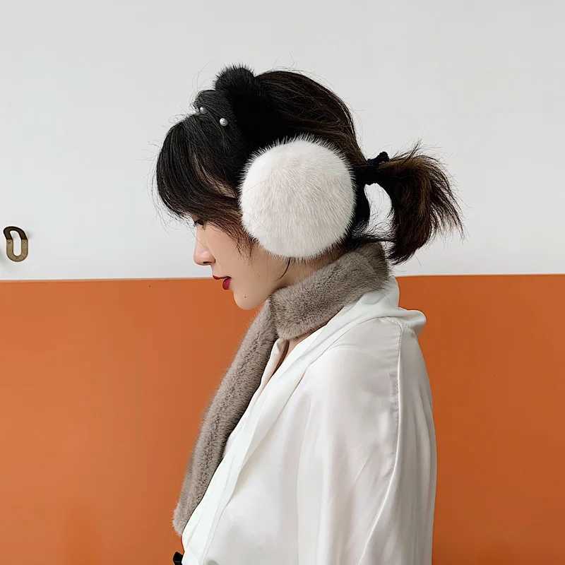 Besfilin Foldable Genuine Real Mink Fur Ear Muffs Cozy Ear Covers for Men And Women Unisex Keep Warm Spring Autumn Winter L251125