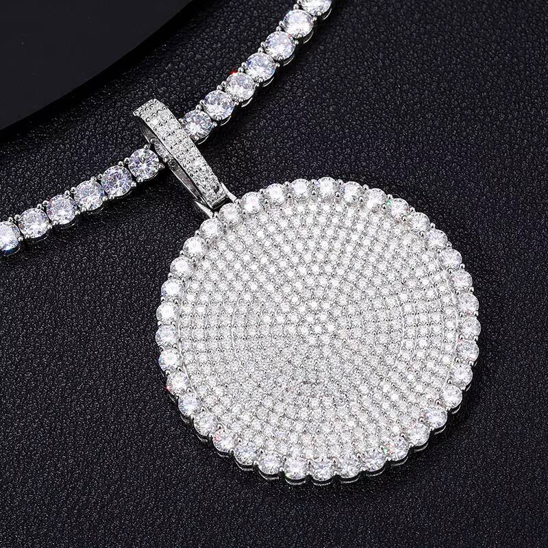 Dropshipping 20/30/40mm Round D Color VVS Moissanite Pendant 925 Sterling Silver Necklaces Iced Out Shining Passed Diamond Test