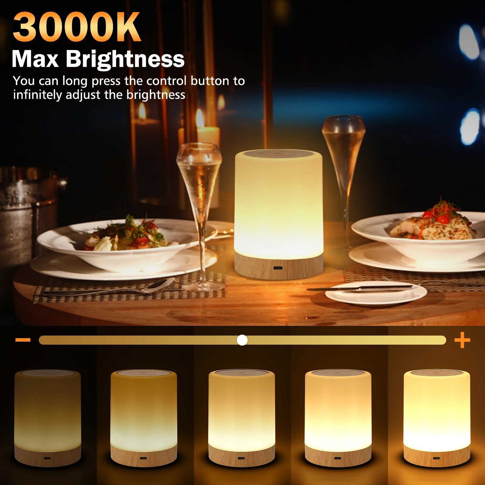 Touch Controlled Night Light RGBUSB Charging Dimmable Desk Light Color Changing Light Bedroom Living Room Bedside Light M251114