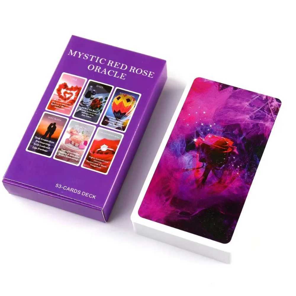 53 Pcs Cards Mystic Red Rose Oracle Deck 1036cm A Situations Deck Tarot Cards Twin Flame Oracle Cards Love Keywords Meaning C251114