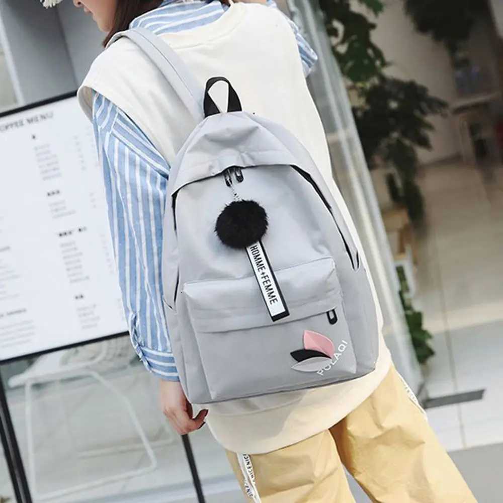 Printed Leaves Backpack Large Capacity Rucksack Zipper Portable Knapsack Female Shoulder Bag Simple Student SchoolbagW251113