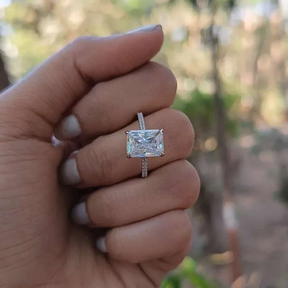 1/2/3 Carat Vintage Radiant Cut Moissanite Engagement Ring S925 Silver Rectangle Lab Diamond Promise Wedding Rings for Women