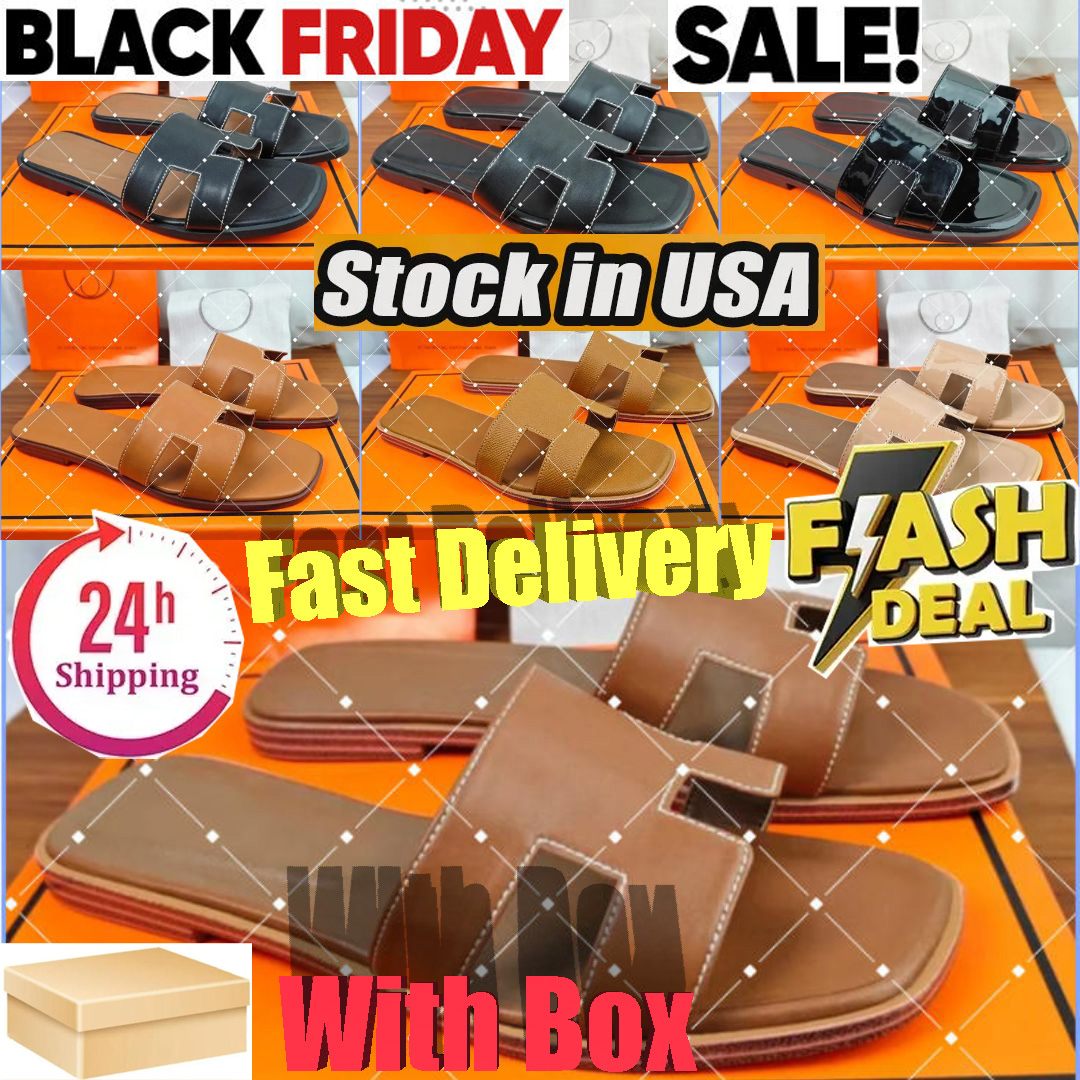 H Designer Shoes Designer Slippers With Box Womens Flat Slides Summer Outwear Leisure Vacation Beach Sandals Women Slide White Black Brown Leather All Series Sandal