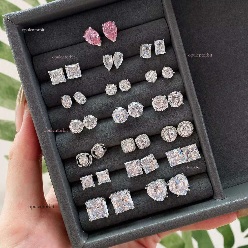 Classic 0.5ct 1ct 2ct 3ct 4ct VVS plated gold and sier silica earrings