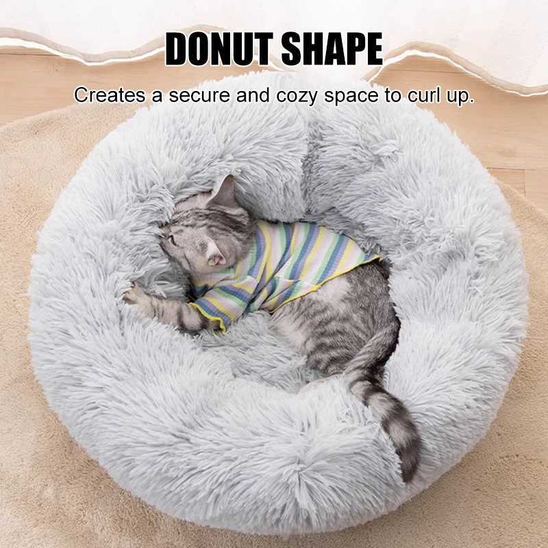 40-100cm Fluffy Pet Dog Bed Large Round Dog Bed Super Warm and Soft Cat House Plush Cat Nest Winter X250412