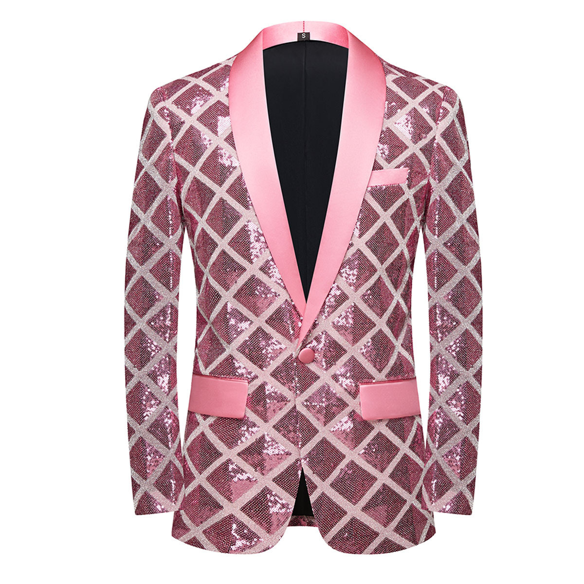 New Mens Fashion 3D Block Sequin Casual Dance Blazer Premium Fashion Suit Jacket 241228