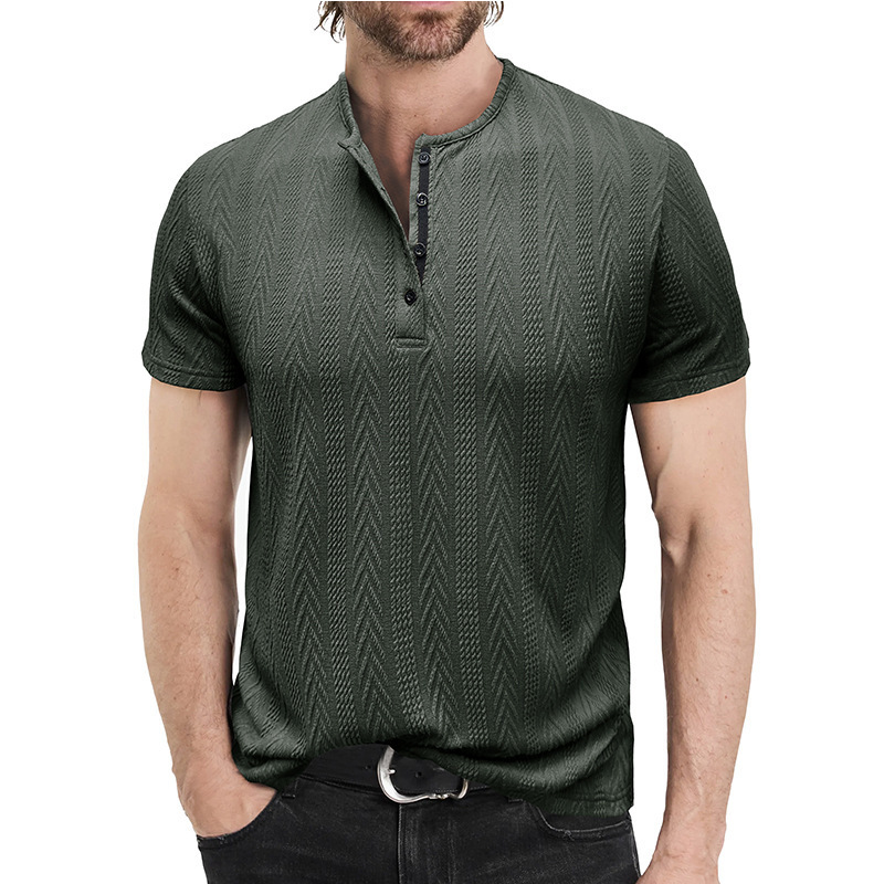 Summer mens fashion knitwear mens short sleeved Henley shirt mens T-shirt