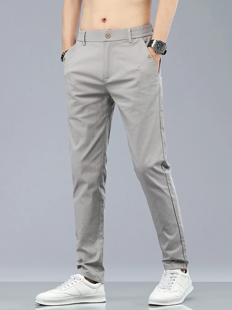 clothing mens casual pants 98 cotton thin business straight slim classic elastic spring summer 250414Z