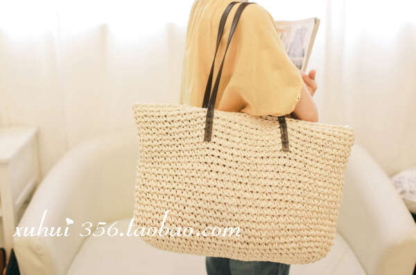 Handmade Beach Bag Grass New Beach Woven Grass Single Shoulder Women's Bags, Japanese And Korean Minimalist Leisure Travel Trend Kq2