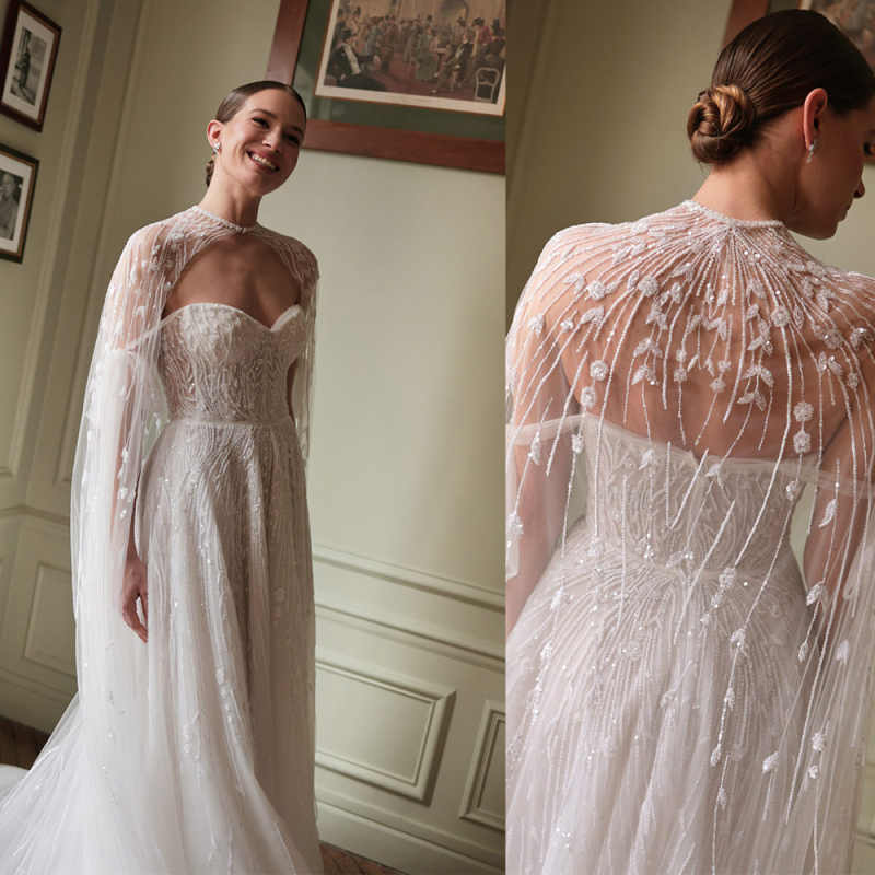 Classic A-Line Bridal Wedding Dresses Lace With Pearls Sequins Appliques Floor-Length Plus Size For Special Occasion Vestido de novia