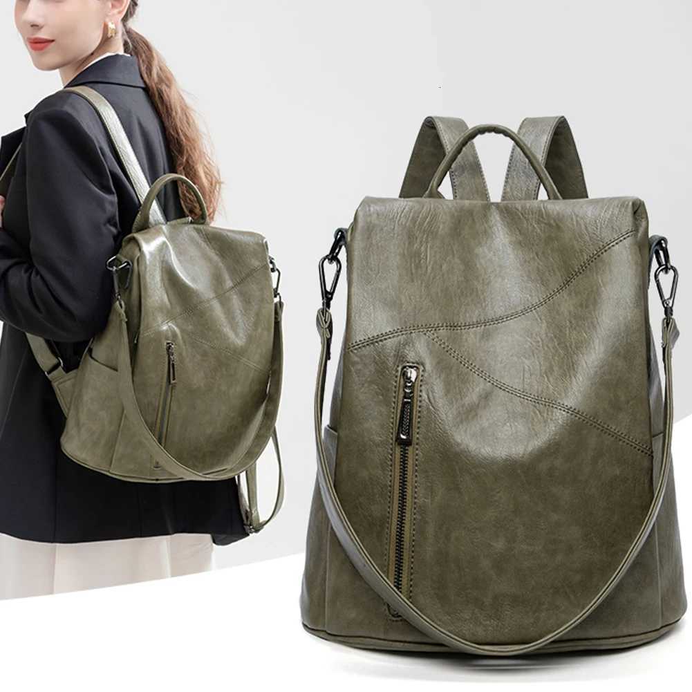 SYZM Women Genuine Leather Backpacks Anti-theft Backpack Fashion Multifunctional Backpack Waterproof Large Capacity SchoolbagW251113