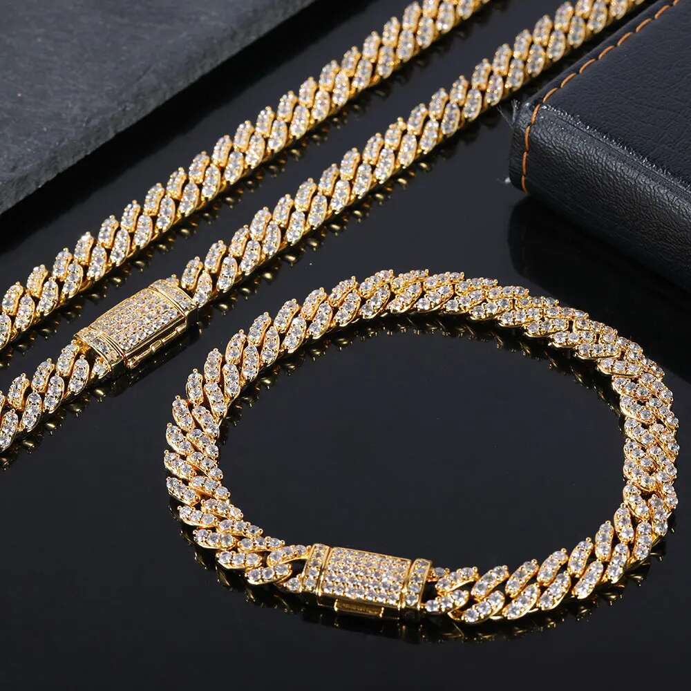 ESKEEM 2024 Hip Hop Fashion Bling Jewelry 8mm Cuban Link Chain Iced Out Bracelet For Woman Accepted Custom