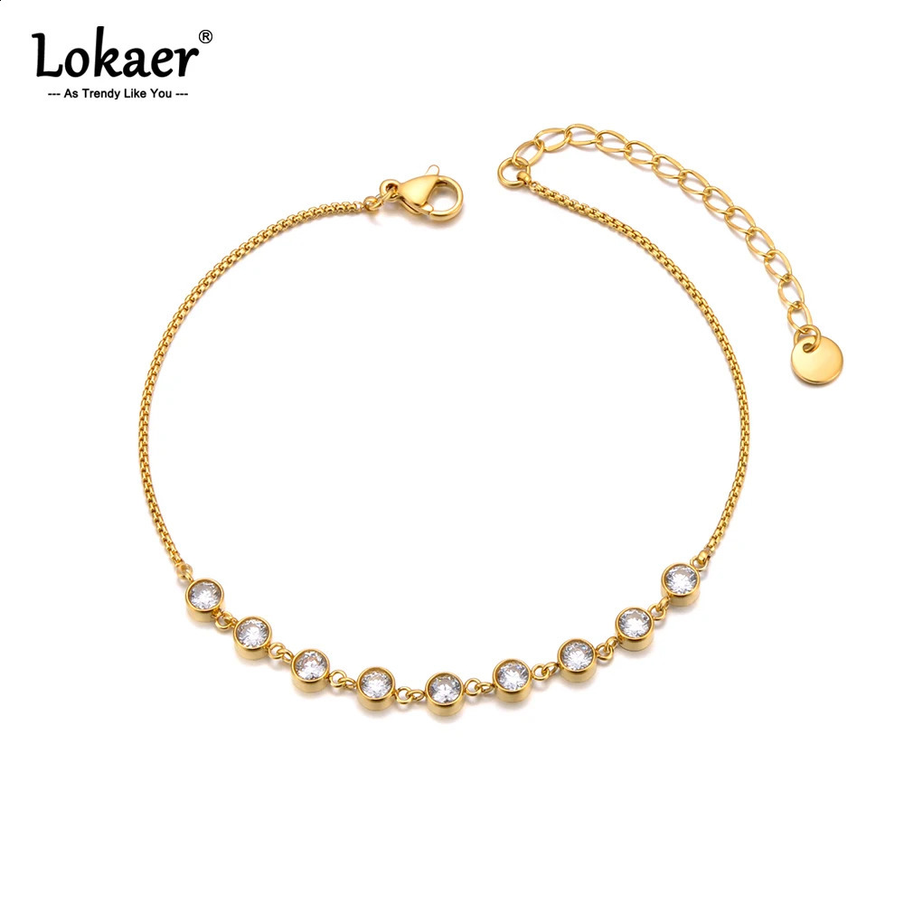 Lokaer Trendy 316L stainless steel 18K PVD gold-plated rhinestone zircon snake chain bracelet A24011 250408