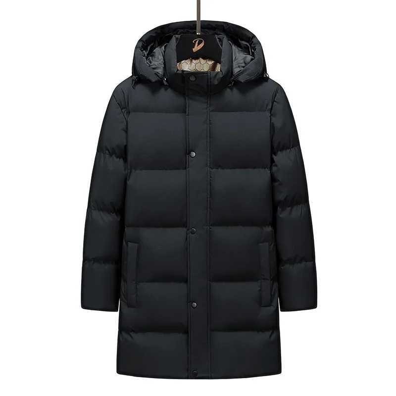 MenS Heavyweight Winter Coat Windproof Cold Weather Jacket with Full-Length 2028 Hooded Long Formality Large Front PocketsT251114