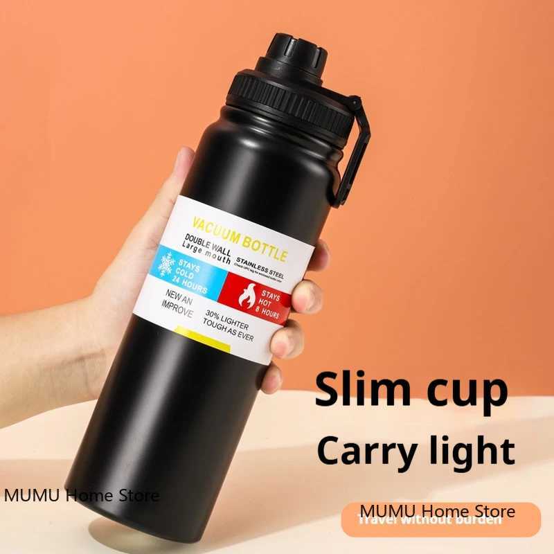 600/800/1000ML Stainless Steel Thermo Bottle Portable Tumbler Vacuum Flask Travel Thermal Water Bottle Tumbler for Outdoor Sport C251114