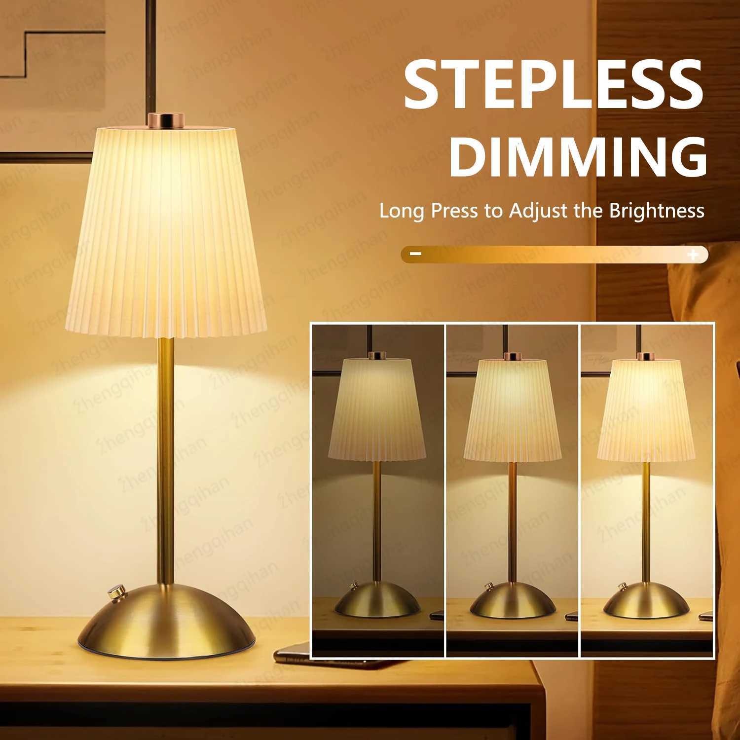 LED Table Lamp Touch Sensor Rechargeable Desktop Night Light Wireless Reading Lamp For Restaurant Hotel Bar Bedroom Decor Light M251114