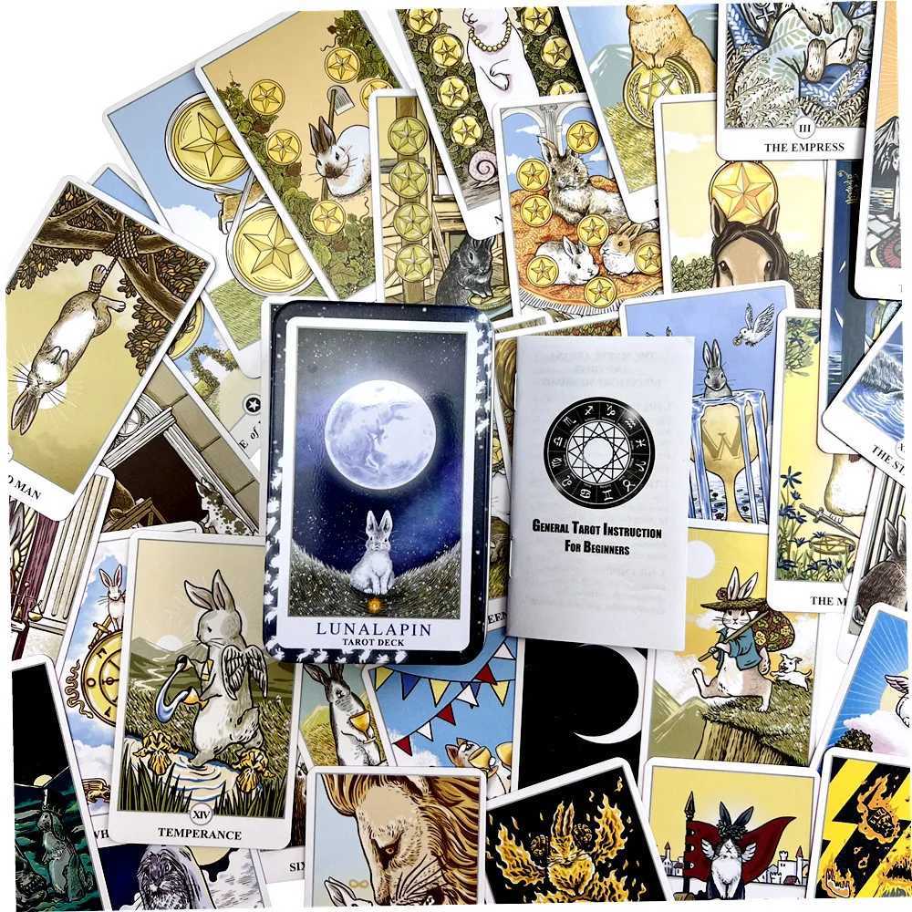 Bunny Tarot high quality tarot cards in Metal Tin Box 10cm6cm board games gold green-plated Edge 78 cards with paper manual C251114